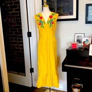 Stunning Tracy Reese Yellow Floral Embroidered Dress EUC